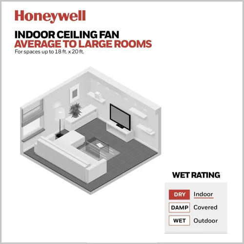 Vista 7 de Honeywell Ventiladores de techo Eamon Modern - Ventilador de techo moderno de 52 pulgadas con luz, control remoto, ventilador LED para interiores