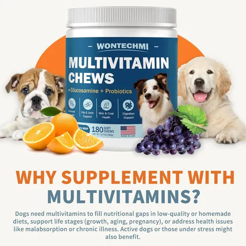Vista 7 de Multivitamínico para perros, glucosamina condroitina para perros, aceite de krill, probióticos, vitaminas y suplementos para perros para corazón