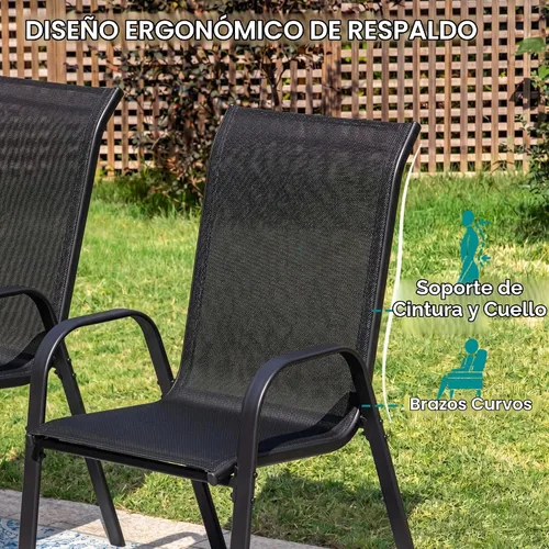 Vista 6 de MAMIZO Sillas de comedor para patio, silla Teslin apilable para todo tipo de clima, juego de sillas transpirables resistentes al aire libre
