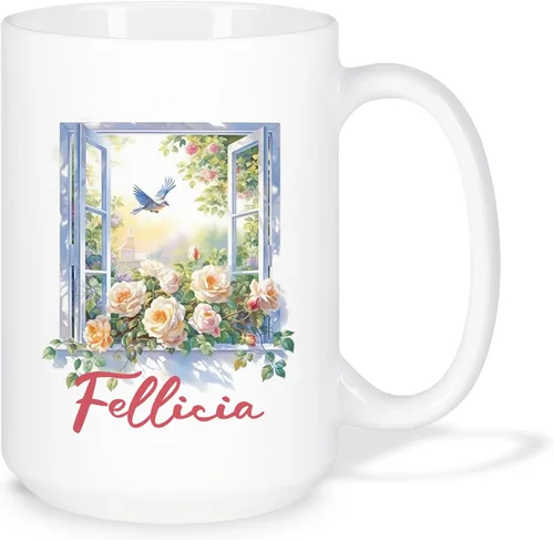 Vista 11 de Taza personalizada para amantes de los girasoles con nombre, regalos personalizados para amantes de las flores, taza de café de cerámica