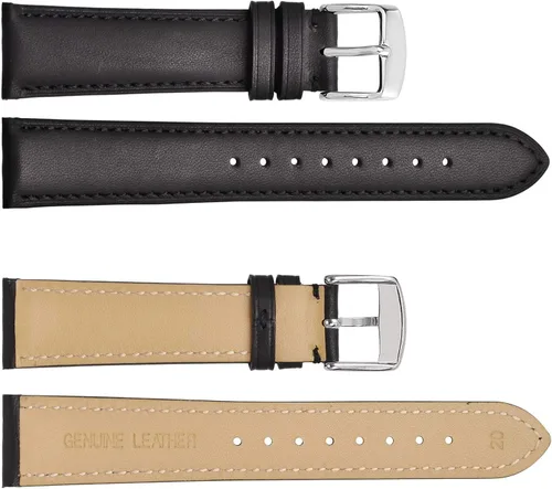 Vista 2 de WOCCI Vintage Leather Watch Bands with Stainless Silver Buckle Replacement Strap 14mm 16mm 18mm 19mm 20mm 21mm 22mm 23mm 24mm