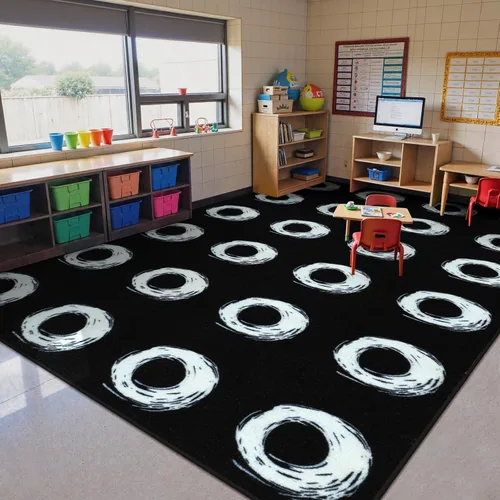 Vista 10 de STARUIA Alfombra de aula con cara sonriente de planeta, 5 x 7.6 pulgadas, alfombra educativa circular para aula, preescolar, guardería, alfombra