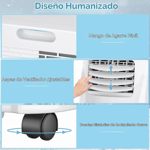 Vista 8 de Aire acondicionado portátil COSTWAY con función de deshumidificador a control remoto para colgar en la ventana.
