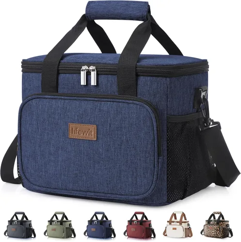 Vista 44 de Lifewit Lonchera mediana aislada, suave y refrigerante, para adultos, hombres y mujeres, color negro, 12 latas (9L)