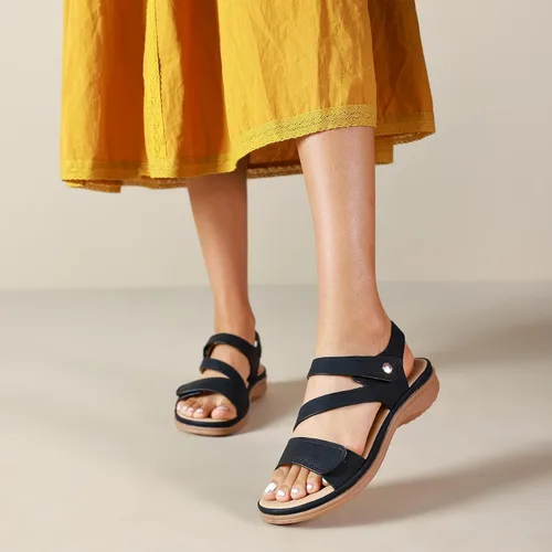 Vista 5 de Littleplum - Sandalias para mujer con soporte de arco - Sandalias planas cómodas para mujer, zapatos ortopédicos ajustables transpirables