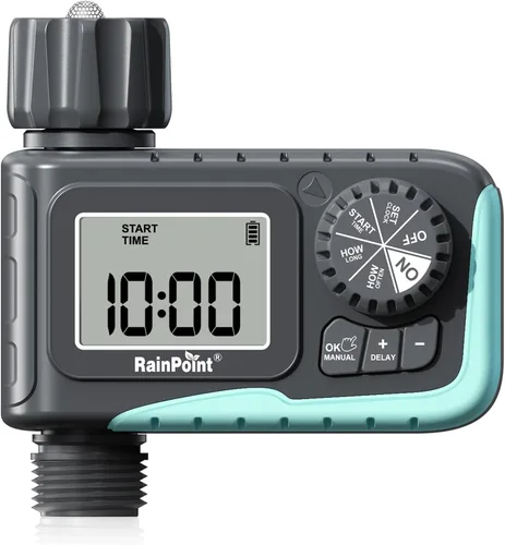 Vista 10 de Temporizador de aspersor RAINPOINT con pivote de latón, temporizador de agua programable para manguera de jardín con retardo por lluvia/riego