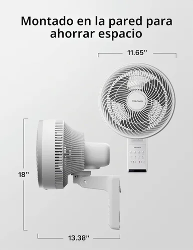 Vista 10 de PELONIS 12 inch Indoor Oscillating Wall Mount Fan with Remote, White Blanco
