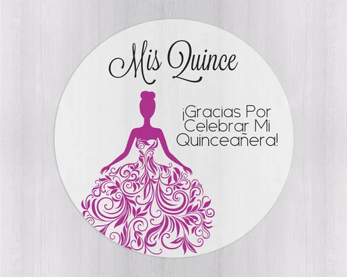 Vista 4 de Calcomanías de quinceañera de 40 quilates, membrillo Mis, español o inglés para cumpleaños número 15 (027-E-BK-C) (inglés - negro - transparente)