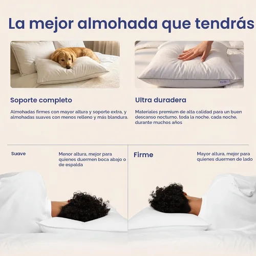 Vista 5 de FluffCo Zen Fluff® - Almohadas de plumón para dormir, firmes, tamaño King