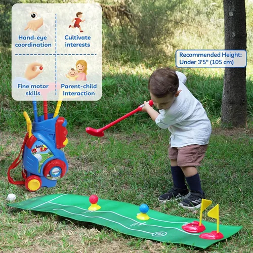 Vista 5 de Liberry Juego de Golf para Niños Pequeños de 2, 3 y 4 años Niños Niñas, Juego Mejorado de Palos de Golf para Niños con Carrito, Tapete de Putting