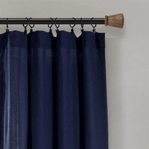 Vista 3 de Lush Decor - Cortinas de lino con botones de estilo granja, panel único, diseño plisado de dos tonos de 40 pulgadas de ancho x 84 pulgadas de largo