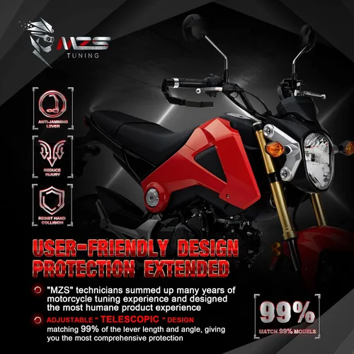 Vista 4 de MZS Protecciones de Maneta para Motocicleta, Protector de Manillar de Aluminio Universal de 7/8 Pulgadas Hueco Extensible, Manos de Freno