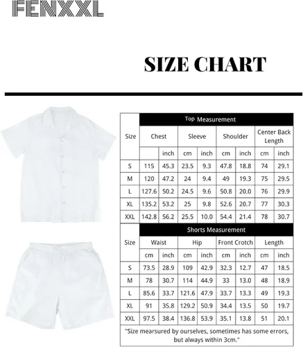 Vista 7 de Fenxxxl Conjuntos de lino para hombre, 2 piezas, de manga corta, con botones, pantalones cortos, conjuntos de ropa de verano, trajes de playa