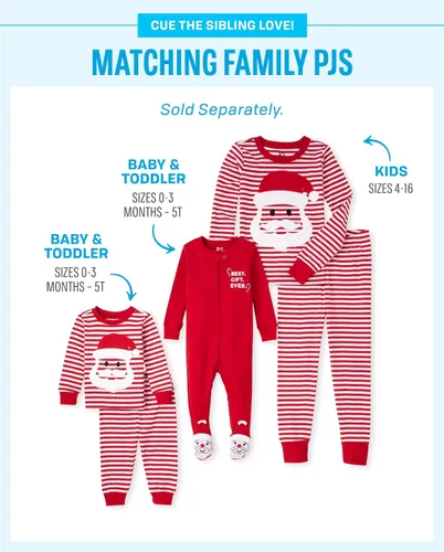 Vista 2 de The Children's Place Baby One Piece and Toddler Christmas Santa Footie Pajama Seasonal