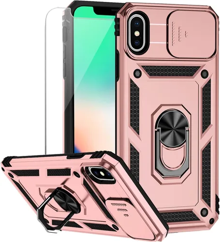 Vista 15 de M MAIKEZI Funda para iPhone X/iPhone Xs con cubierta para lente de cámara, protector de pantalla HD, protección contra caídas de grado militar