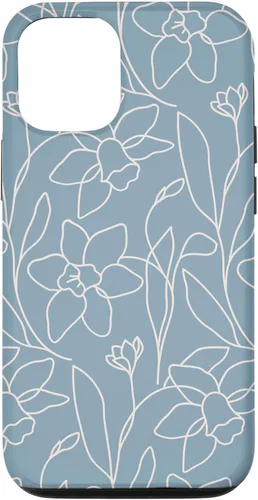 Vista 28 de Poppy Flower Line Art Modern Leaves Boho Light Blue Case for iPhone 17