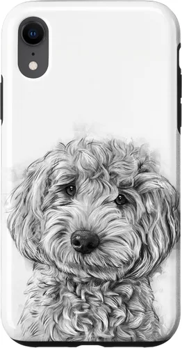 Vista 25 de iPhone 12/12 Pro Golden Doodle Retrato lindo perro ilustración caso de regalo