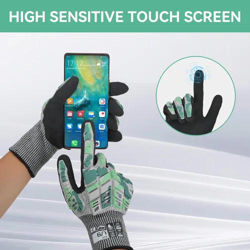 Vista 5 de Guantes de trabajo de seguridad Graloky, guantes de impacto para hombres y mujeres, guantes resistentes a cortes antideslizantes de trabajo pesado