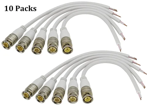 Vista 6 de Cable de extensión BNC de video BNC a cable desnudo, conector de extremo abierto, cable de extensión B-N-C, cable de cola macho para vigilancia
