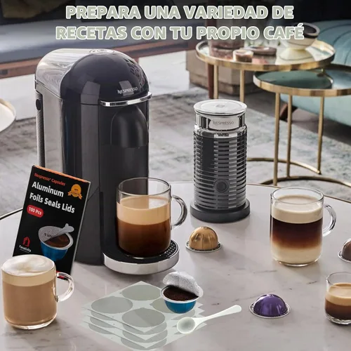 Vista 6 de Fanativita Tapas de sello de papel de aluminio universal para cápsulas Nespresso Vertuo, compatibles con cápsulas reutilizables Nespresso Vertuo