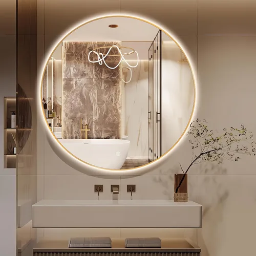 Vista 12 de Niccy Espejos de baño LED redondos, espejo retroiluminado con marco negro