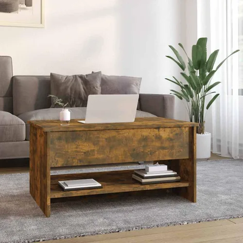 Vista 4 de Coffee Table Smoked Oak Engineered Wood, 31.5x19.7x15.7 in, Rectangular Living Room Furniture with Hidden Storage, Modern Mesa de Centro para Sala
