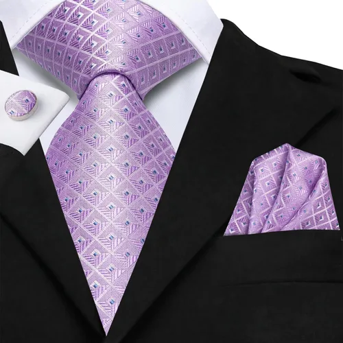 Vista 89 de Hi-Tie Corbata clásica de cachemira para hombre con pañuelo y gemelos a cuadros