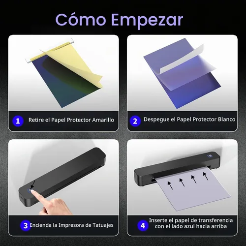 Vista 6 de KNAON Impresora de la plantilla del tatuaje, impresora térmica inalámbrica Negro