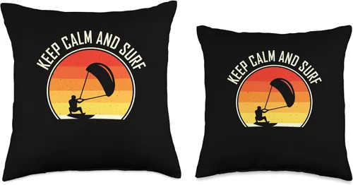 Vista 3 de Kitesurf motif equipment Keep Calm and Surf-Kitesurf, almohada de 16 x 16 pulgadas, multicolor