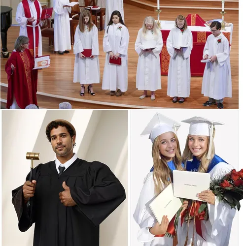 Vista 6 de Bata de coro para iglesia, adulto, mate, bautizo, pastor o vestido Bata de coro mate unisex para adultos diseñada para graduaciones de servicios