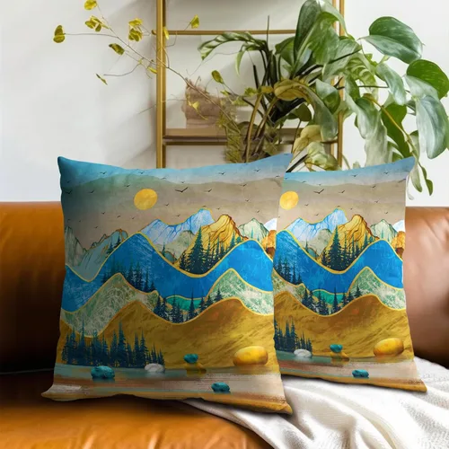 Vista 266 de Giwawa Juego de 2 fundas de almohada decorativas con diseño floral de girasol de 16 x 16 pulgadas, fundas de cojín decorativas para el hogar, sofá
