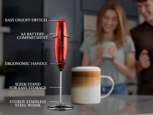 Vista 275 de Zulay Milk Boss Espumador de leche potente manual, hace espuma para latte, batidor para mezclar bebidas, café, miniespumador para capuchino, frappé