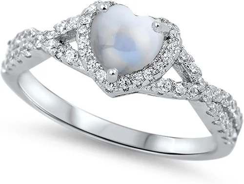 Vista 33 de Elige tu color. Anillo de compromiso de plata fina con diseño de corazón y halo Claro