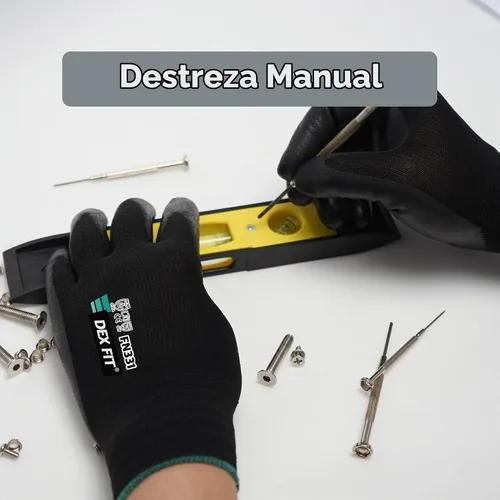 Vista 4 de DEX FIT Prime - Guantes de trabajo de nitrilo FN331, ajuste cómodo 3D, agarre antideslizante, duraderos, delgados, ligeros y frescos, compatibles