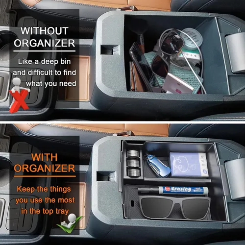 Vista 3 de TOPINSTALL Center Console Organizer for 2022-2026 Ford Maverick-Black Negro