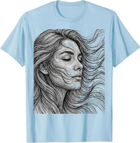 Vista 15 de Wild Hair in the Breeze Illustration T-Shirt Pink