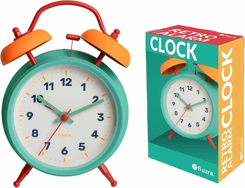 Vista 7 de Fisura – Reloj despertador analógico, sin tictac con luz LED, rosa y azul