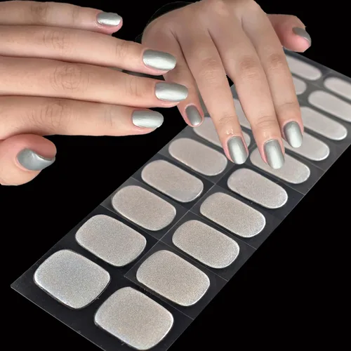 Vista 15 de Tiras de uñas de gel rojo burdeos color sólido pegatinas de gel de uñas 20 envolturas de manicura extra largas