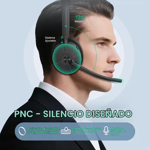 Vista 4 de Auriculares inalámbricos Yealink WH68 Duo DECT y Bluetooth 606ft Range
