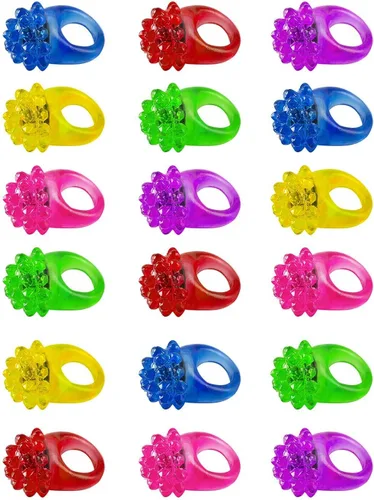 Vista 2 de Anillos de goma de gelatina coloridos intermitentes con luz LED para fiestas, recuerdos de fiesta, raves, espectáculos de conciertos, regalos