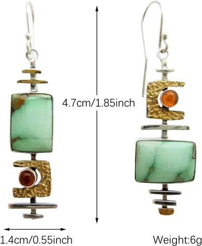 Vista 2 de KaFu Aretes bohemios hechos a mano, estilo vintage, dorados, ligeros, colgantes, joyería para mujeres y niñas, Zinc, NP