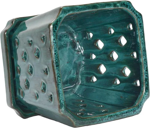 Vista 4 de W&W Maceta de orquídeas con agujeros y platillo para trasplantar, mezcla verde, 7" Verde (Green Mix)