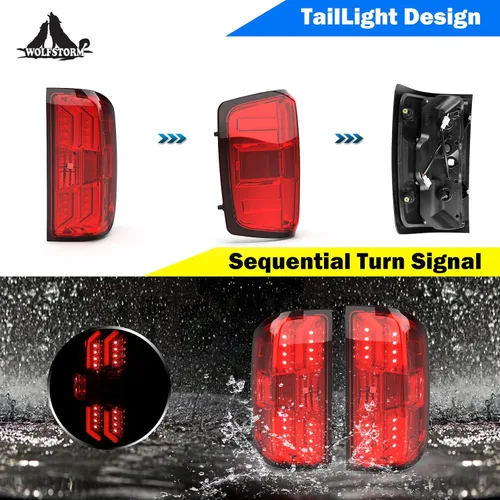 Vista 6 de WOLFSTORM Luces traseras LED para Chevy Silverado 1500 2014-2018, Chevy Silverado 2500/3500HD 2015-2018, no compatible con Silverado con luz trasera