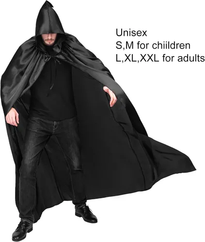 Vista 3 de Myir JUN Capa unisex con capucha, disfraz de Halloween, con capucha, longitud completa, para Halloween, Navidad, disfraces