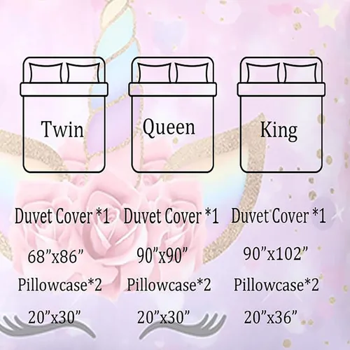 Vista 6 de Juego de ropa de cama personalizada de 3 piezas para niñas con mosca de gimnasia, tamaño individual, funda de edredón personalizada con nombre