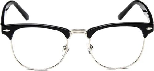 Vista 2 de Shiratori Nuevas gafas de moda vintage de medio marco semi sin montura con lentes transparentes