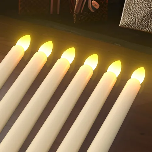 Vista 6 de PChero - Velas LED sin llama con temporizador remoto, 7.9 pulgadas, color marfil Funciona con pilas, flotante, parpadeante, boda, Halloween, 6