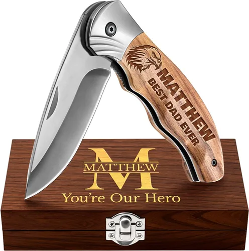 Vista 10 de Grand Way Cuchillo plegable de hoja larga – Cuchillos afilados para caza, senderismo, campamento, supervivencia táctica y trabajo para hombres