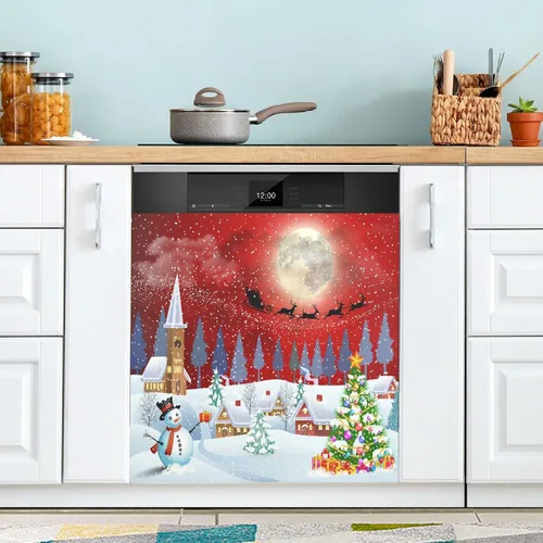 Vista 16 de Christmas Family Gnomes Dishwasher Magnet Cover Refrigerator Door Cover Magnectic Sticker Kitchen Panel Decal Appliances Decor 23x26inch Multi 1