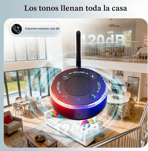 Vista 5 de PebblePulse Amplificador de timbre para teléfono celular, tono de llamada fuerte de 120 dB con alerta de flash LED, conexión automática Bluetooth